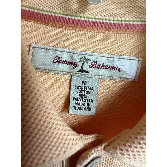 Tommy Bahama Polo‎ Shirt Mens Medium Peach Pima Cotton Polyester - Picture 1 of 5